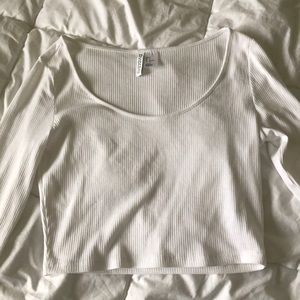 H&M White long sleeve crop top